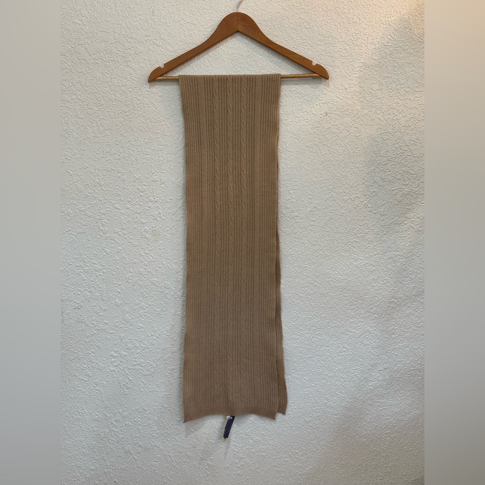 Charter Club 100% Cashmere Cable Knit Scarf Camel New with Tags